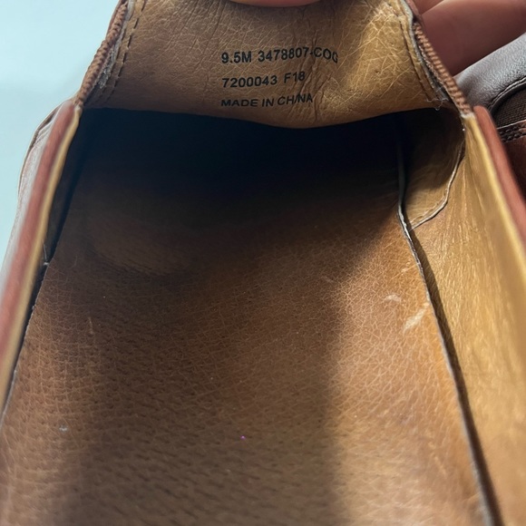 Frye Sneakers Cognac Leather Logo Cap Round Toe Notched Vamp Slip On Size 9.5M - Picture 7 of 8